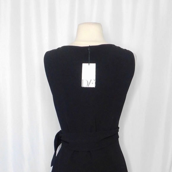 NWT!! DVF Diane Von Furstenberg Black Crepe Embellished Bella Faux Wrap Dress 4 - Picture 10 of 16